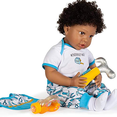Paradise Galleries Schwarze Reborn Kleinkindpuppe, 50,8 cm, afrikanischer Jungen, wunderbar hergestellt aus GentleTouch-Vinyl und beschwertem Körper, 7-teiliges Geschenkset von Paradise Galleries