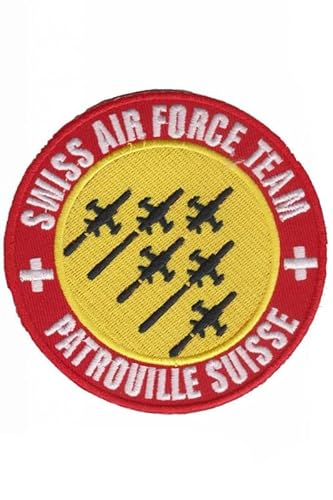 Patch, Emblem bestickt, zum Aufbügeln, Militär-Patch, Patrouille Suisse Patrouille Suisse Swiss Air Forc 100 x 100 mm von Paraserbatoio.it