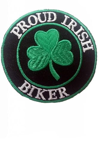 Patch Emblem, bestickt, zum Aufbügeln, Flagge, Irland Ireland Proud Irish Biker, 74 x 74 mm von Paraserbatoio.it