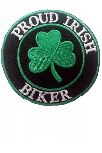 Patch Emblem, bestickt, zum Aufbügeln, Flagge, Irland Ireland Proud Irish Biker, 74 x 74 mm von Paraserbatoio.it