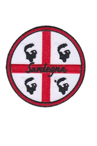 Patch Emblem, bestickt, zum Aufbügeln, Flagge - Italien, Italien, Sardinien Rund, 76 x 76 mm von Paraserbatoio.it