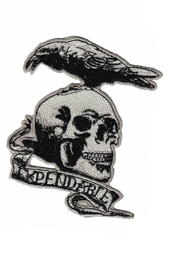Patch Emblem, bestickt, zum Aufbügeln, zum Aufbügeln, Patch, Skull mit Vogel, 8 cm von Paraserbatoio.it