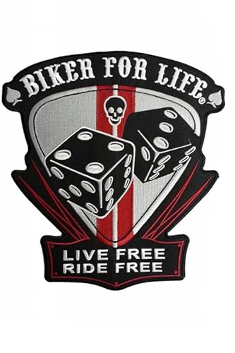 Patch Emblem, bestickt, zum Aufbügeln – BIGPATCH – live free biker for life live free ride free 29 cm von Paraserbatoio.it