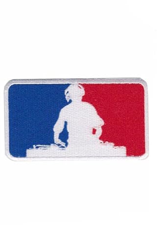 Patch Emblem, bestickt, zum Aufbügeln – Patch Oldschool, DJ, Mixer, Rot, Blau, 92 x 53 mm von Paraserbatoio.it