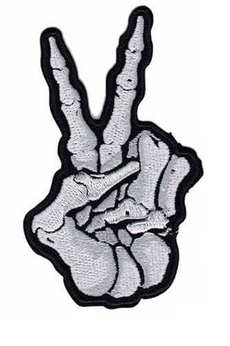 Patch Emblem Stickerei zum Aufbügeln - Bike Mix Patch - Peace Skull Hand Peace 63 x 110 mm von Paraserbatoio.it