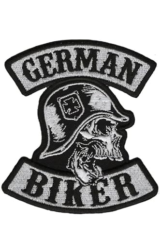 Patch Emblem bestickt, zum Aufbügeln, Bike Mix Patch, Biker German Biker Skull Cross hq 90 mm x 100 mm von Paraserbatoio.it