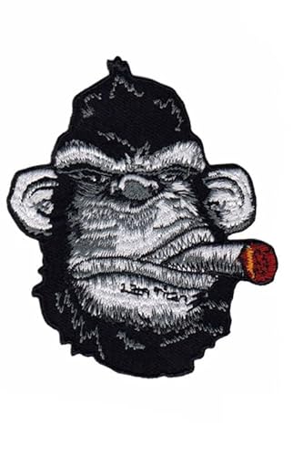 Patch Emblem bestickt, zum Aufbügeln, Tiere, Gorilla Smoking Gorilla Hq 75 x 78 mm von Paraserbatoio.it