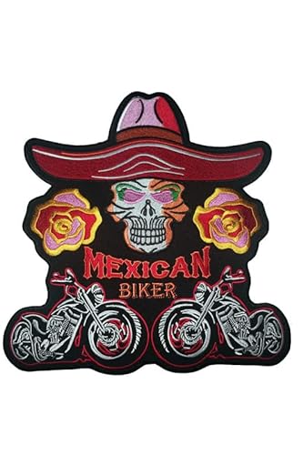 Patch Emblem bestickt, zum Aufbügeln - BIGPATCH - Biker Mexican Biker 28 cm von Paraserbatoio.it