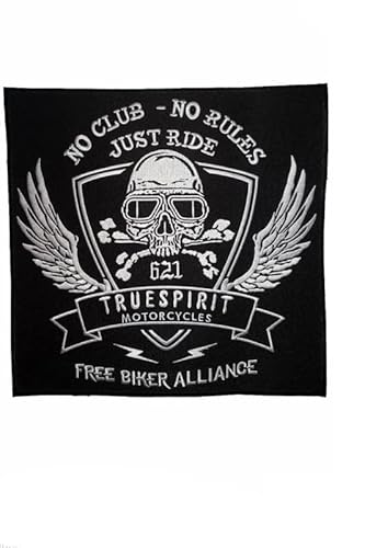 Patch Emblem bestickt, zum Aufbügeln - BIGPATCH - kein Club Rules Just Ride True Spirit Motorcycles von Paraserbatoio.it
