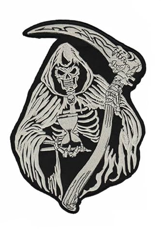 Patch Emblem bestickt, zum Aufbügeln - BIGPATCH - sensenmann grim reaper 24 cm groß von Paraserbatoio.it