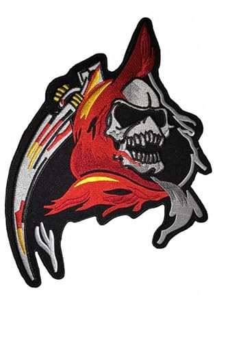 Patch Emblem bestickt, zum Aufbügeln - BIGPATCH - sensenmann grim reaper 27 cm groß von Paraserbatoio.it