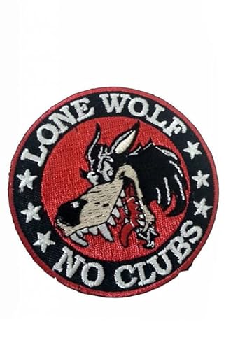 Patch Emblem bestickt, zum Aufbügeln – Bike Mix Patch – Lone Wolf Lone Wolf No Clubs 75 x 75 mm von Paraserbatoio.it