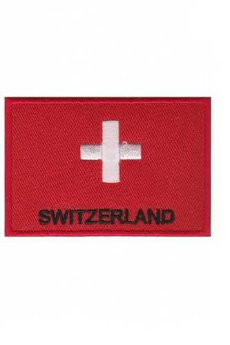 Patch Emblem bestickt, zum Aufbügeln – Flagge – Schweiz Swiss Flag Switzerland Swiss Cross 73 x 50 mm von Paraserbatoio.it