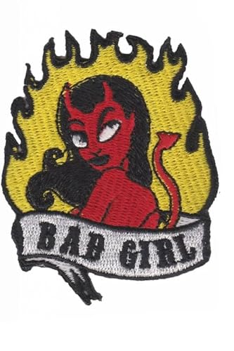 Patch Emblem bestickt, zum Aufbügeln - Patch Oldschool - Badgirl Bad Girl Devil Biker Oldschool Rockabilly 55 x 70 mm von Paraserbatoio.it