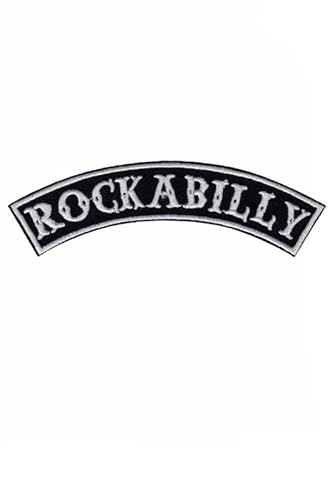 Patch Emblem bestickt, zum Aufbügeln - Patch Oldschool - Rockabilly Rock a billy white red 100 x 49 mm von Paraserbatoio.it