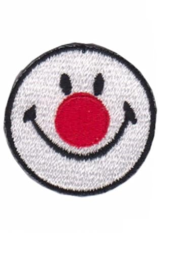 Patch Emblem bestickt, zum Aufbügeln - Patch Smile - Smiley Smiley Smiley Clown klein 2 Stück 33 mm von Paraserbatoio.it