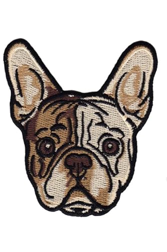Patch Emblem bestickt, zum Aufbügeln – Tiere – Hunde French Bulldogge Puppy Kopf hq 82 x 92 mm von Paraserbatoio.it