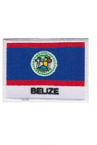 Patch Emblem bestickt zum Aufbügeln - Flagge - Belize Flag 70 x 50 mm von Paraserbatoio.it