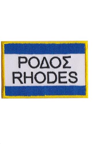 Patch Emblem bestickt zum Aufbügeln - Flagge - Greece Greece Rhodes 77 x 52 mm von Paraserbatoio.it