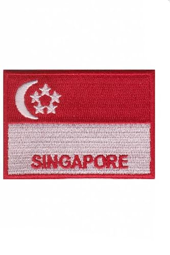 Patch Emblem bestickt zum Aufbügeln - Flagge - Singapur Flag (1) 70 x 50 mm von Paraserbatoio.it