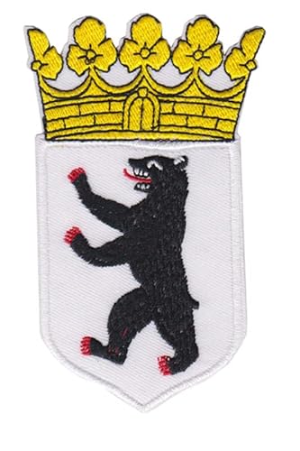 Patch Emblem bestickt zum Aufbügeln - Flagge - deutschland germany berlin bear crown gold 62 x 100 mm von Paraserbatoio.it