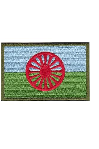 Patch Emblem bestickt zum Aufbügeln - Flagge - gypsy roma flag blau grün 79 x 50 mm von Paraserbatoio.it