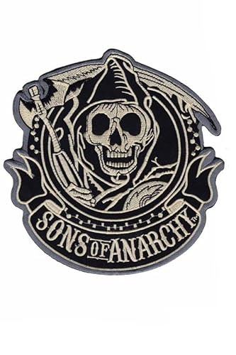 Patch Emblem bestickter Aufnäher zum Aufbügeln - BIGPATCH - sons of anarchy sons of anarchey silvergold 20 cm von Paraserbatoio.it