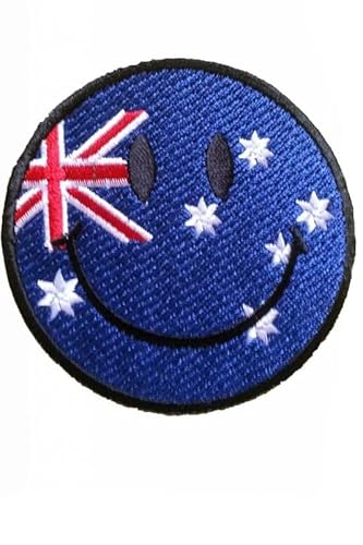Patch Emblem bestickter Aufnäher zum Aufbügeln - Patch Smile - Smiley Smiley Smiley Australien 75 mm von Paraserbatoio.it