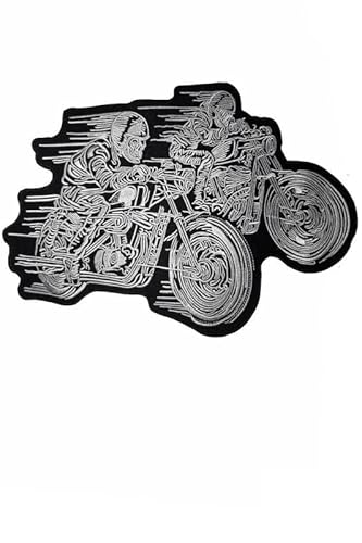 Patch Emblem bestickter Top, zum Aufbügeln - Bigpatch - Cafe Racer 2 Skull Biker 32 cm von Paraserbatoio.it