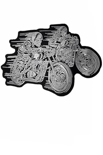 Patch Emblem bestickter Top, zum Aufbügeln - Bigpatch - Cafe Racer 2 Skull Biker 32 cm von Paraserbatoio.it