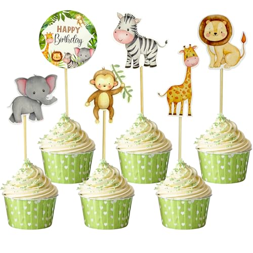30 Stück Muffin Deko Dschungeltiere Cupcake Deko, Muffin Deko Mädchen Cupcake Topper Tortendeko Dschungel,Muffindecoratie Cupcake Deko Junge,Happy Birthday Kuchendekoration für Kinder 30 Stück Muffin Deko Dschungeltiere Cupcake Deko, Muffin Deko Mädchen Cupcake Topper Tortendeko Dschungel,Muffindecoratie Cupcake Deko Junge,Happy Birthday Kuchendekoration für Kinder von Parastar