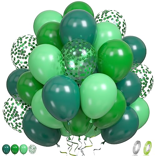 Grüne Luftballons, 60 Stück dunkelgrüne Geburtstag Luftballons hellgrüne Ballons Fruchtgrüne Ballons Grün Konfetti Ballons für Dschungel Thema Geburtstag Dinosaurierparty Babyparty Hochzeit Hochzeit von Paready