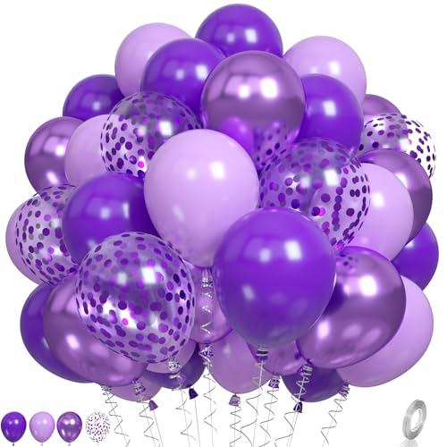 Luftballons Lila Ballons, Lavendel-lila Luftballons Perle Lila Partyballons Metallic-lila Konfettiballons Matte Violett Latexballons für Kinder Mädchen Geburtstag Hochzeit Babyparty Abschlussfeier von Paready