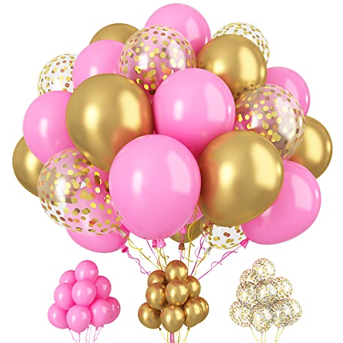 Luftballons Rosa Gold, 30 Stück 12 Zoll Helium Luftballons Rosa Metallic Gold Party Ballons mit Konfetti Ballons für Mädchen Geburtstag Babyparty Jubiläum Hochzeit Braut Dusche Graduierung Deko von Paready