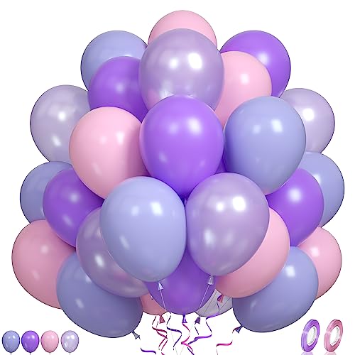 Rosa Lila Luftballons, 60 Stück Perllila Rosa Luftballons hellrosa Geburtstag Luftballons mattes lila Ballons lila Heliumballons für für Mädchen Lila Thema Geburtstag Babyparty Hochzeit Hochzeit von Paready