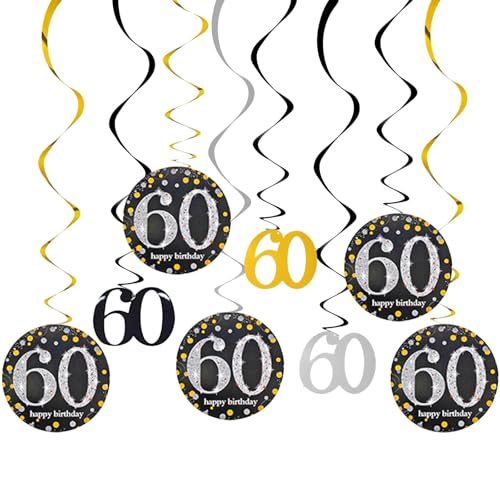 12 Stück 60. Geburtstag hängende Wirbel Dekorationen für Jungen Mädchen Happy 60th Birthday Luftschlangen Party Dekorationen 60 hängende Wirbel funkelnde Feier 12 Stück 60. Geburtstag hängende Wirbel Dekorationen für Jungen Mädchen Happy 60th Birthday Luftschlangen Party Dekorationen 60 hängende Wirbel funkelnde Feier von Parency EU