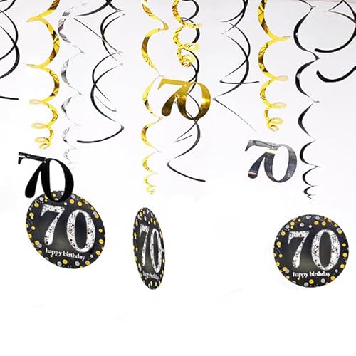12 Stück 70. Geburtstag hängende Wirbel Dekorationen für Jungen Mädchen Happy 70th Birthday Luftschlangen Party Dekorationen siebzig hängende Wirbel funkelnde Feier 12 Stück 70. Geburtstag hängende Wirbel Dekorationen für Jungen Mädchen Happy 70th Birthday Luftschlangen Party Dekorationen siebzig hängende Wirbel funkelnde Feier von Parency EU