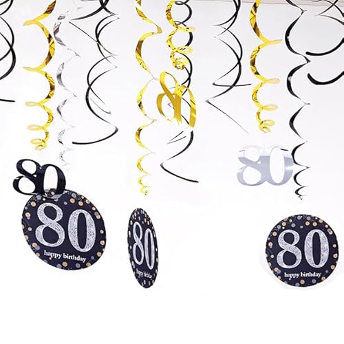 12 Stück 80. Geburtstag hängende Wirbel Dekorationen für Jungen Mädchen Happy 80th Birthday Luftschlangen Party Dekorationen 80 hängende Wirbel funkelnde Feier 12 Stück 80. Geburtstag hängende Wirbel Dekorationen für Jungen Mädchen Happy 80th Birthday Luftschlangen Party Dekorationen 80 hängende Wirbel funkelnde Feier von Parency EU