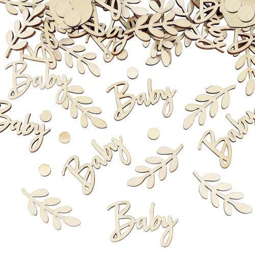 60pcs Baby Dusche Konfetti Holz Boho Rustikale Neutrale Tabelle Konfetti Baby Dusche Tisch Scatter Dekorationen Jungen Mädchen Unisex von Parency EU