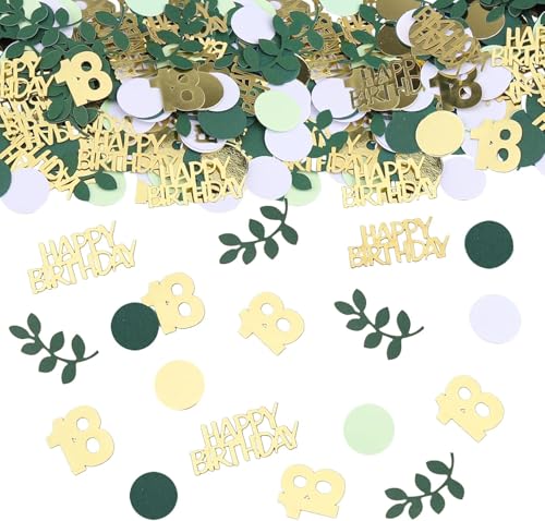 Happy 18th Birthday Konfetti 15g 18 Jahre Jubiläum Glitzer Folie Tischdeko Pailletten für 18 Jahre Geburtstag Tischkonfetti Party Deko Grün Gold von Parency EU