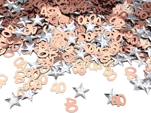 Happy 40th Birthday Konfetti 30g 40th Anniversary Glitzerfolie Tischstreudekorationen Pailletten für 40 Jahre Geburtstag Tischkonfetti Party Dekoration Roségold Silber Happy 40th Birthday Konfetti 30g 40th Anniversary Glitzerfolie Tischstreudekorationen Pailletten für 40 Jahre Geburtstag Tischkonfetti Party Dekoration Roségold Silber von Parency EU