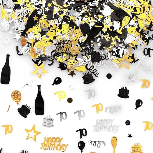 Happy 70th Birthday Konfetti 30g 70th Anniversary Pailletten für 70 Jahre Geburtstag Tischkonfetti Party Dekorationen Schwarz Gold Happy 70th Birthday Konfetti 30g 70th Anniversary Pailletten für 70 Jahre Geburtstag Tischkonfetti Party Dekorationen Schwarz Gold von Parency EU