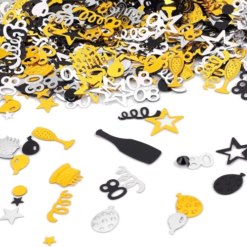 Happy 80th Birthday Konfetti 30g 80th Anniversary Pailletten für 80 Jahre Geburtstag Tischkonfetti Party Dekorationen Schwarz Gold Happy 80th Birthday Konfetti 30g 80th Anniversary Pailletten für 80 Jahre Geburtstag Tischkonfetti Party Dekorationen Schwarz Gold von Parency EU
