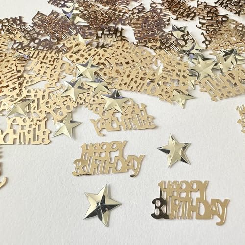 Happy Birthday Konfetti Little Star Kinder Geburtstag Tisch Streudeko für Baby Shower Tisch Konfetti Party Dekorationen Champagner Gold von Parency EU
