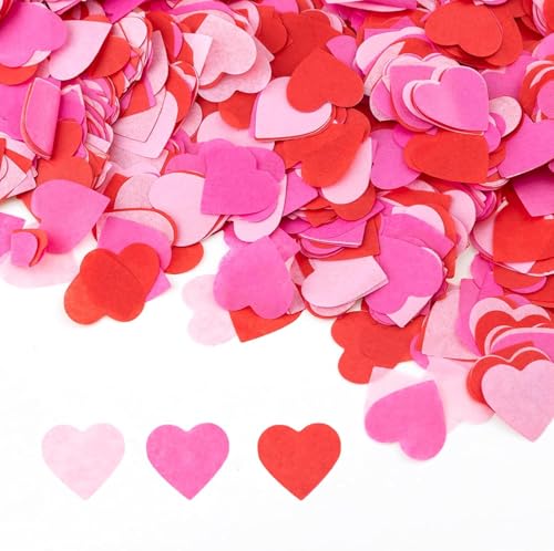 Herzförmiges Papierkonfetti, Hochzeitstag, Valentinstag, Tischstreuung, Dekoration für Liebe, Hochzeit, biologisch abbaubar, Geburtstag, Tischkonfetti, Dekoration, Partydekoration, Zubehör, 3 Farben von Parency EU