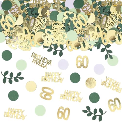 Konfetti 30 Geburtstag Deko Grün,200 Stück Tischdeko 40 Frauen Männer,50er Streudeko Gold,60. Confetti,Deko 30 Mann Frau (60) von Parency EU