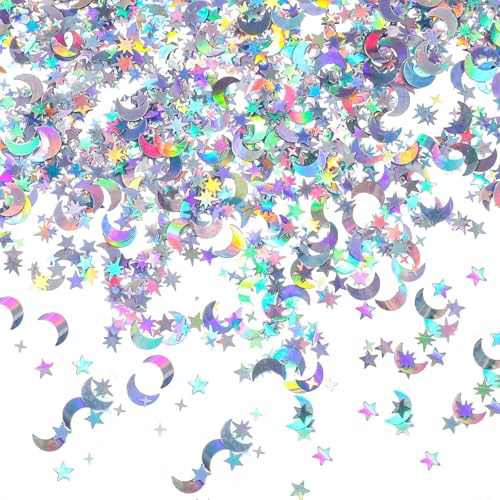 Little Star Konfetti Glitzer Mond und Stern Pailletten Geburtstag Tisch Streudekorationen für Mond Geburtstag Hochzeit Babyparty Tisch Konfetti Party Dekorationen Silber Little Star Konfetti Glitzer Mond und Stern Pailletten Geburtstag Tisch Streudekorationen für Mond Geburtstag Hochzeit Babyparty Tisch Konfetti Party Dekorationen Silber von Parency EU