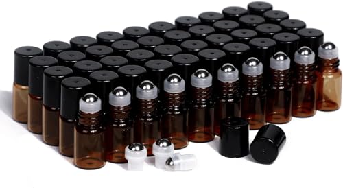 Parfumlism roll on glas 2ml, rollon glasflaschen für ätherisches öl, kleine Roller flasche leer für öle, Aromatherap Gemische,Parfüm,duftöl,lippenöl, 50 Stück von Parfumlism