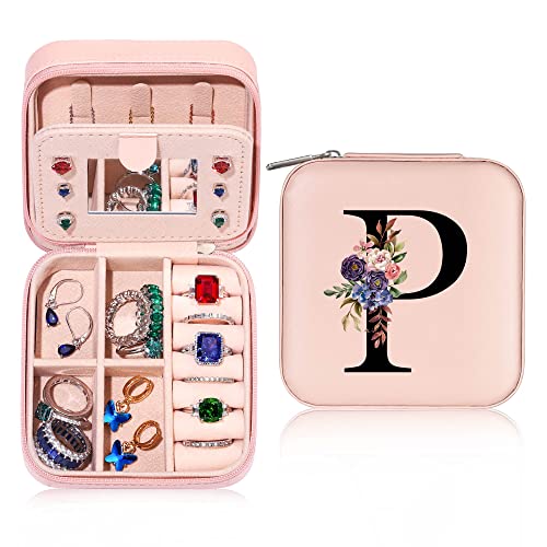 Parima Geschenk Mädchen 10 11 12 Jahre, Rosa Schmuckkästchen Mädchen Reise Schmuckkästchen Geburtstagsgeschenke für Tochter Enkelin Schmuckkasten Damen Reise Schmuckschatulle mit Buchstaben P von Parima