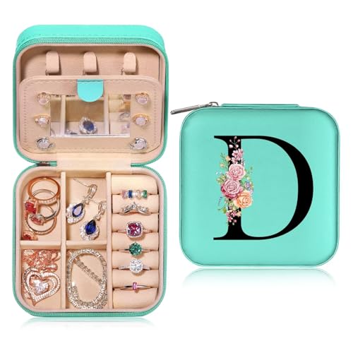 Parima Kleine Schmuckschatulle mit Anfangsbuchstaben D und Blume Initiale Schmuckkästchen Travel Organizer Box Geschenke für Damen Mädchen Geschenke für Valentinstag Geburtstage Hochzeit Brautjungfer Parima Kleine Schmuckschatulle mit Anfangsbuchstaben D und Blume Initiale Schmuckkästchen Travel Organizer Box Geschenke für Damen Mädchen Geschenke für Valentinstag Geburtstage Hochzeit Brautjungfer von Parima